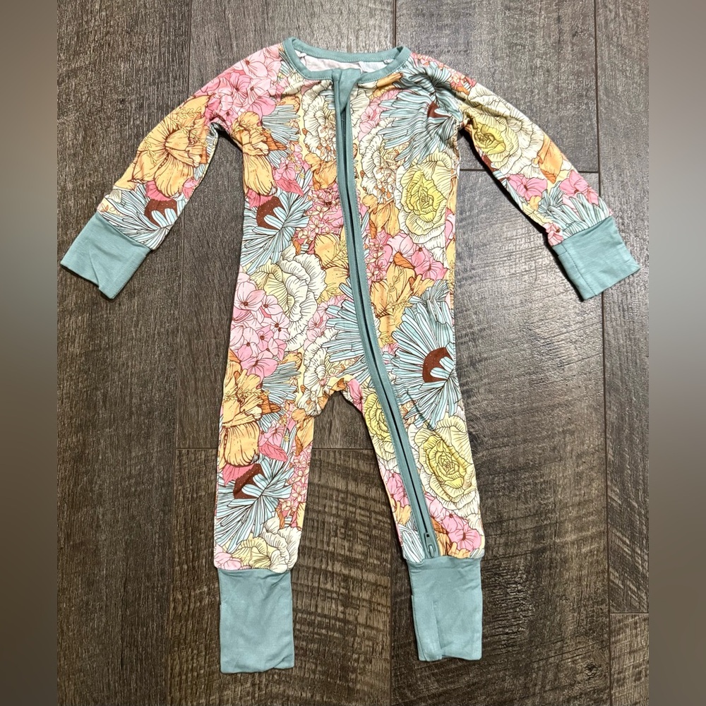 Baby Girl Bamboo Zipper Sleeper- Floral Print 3-6m